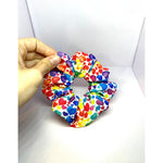 Load image into Gallery viewer, Mini Rainbow Hearts Valentine&#39;s Day Bullet Scrunchie
