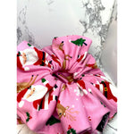 Load image into Gallery viewer, Pink Santa and Reindeer Christmas Scrunchie
