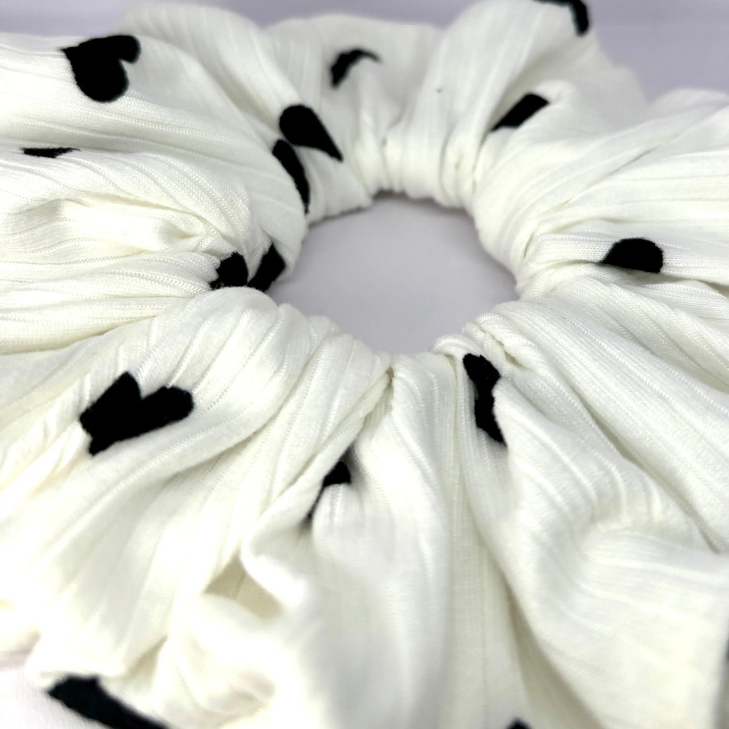 White Heart Ribbed Scrunchie Enchanted Scrunch