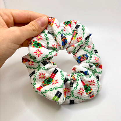 Mini White Nutcracker Bullet Christmas Scrunchie