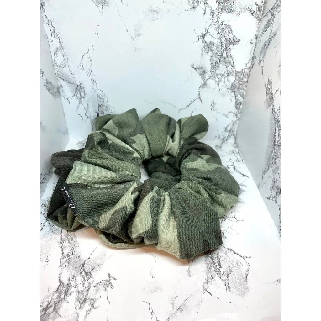 Green Camouflage Knit Scrunchie enchantedscrunch