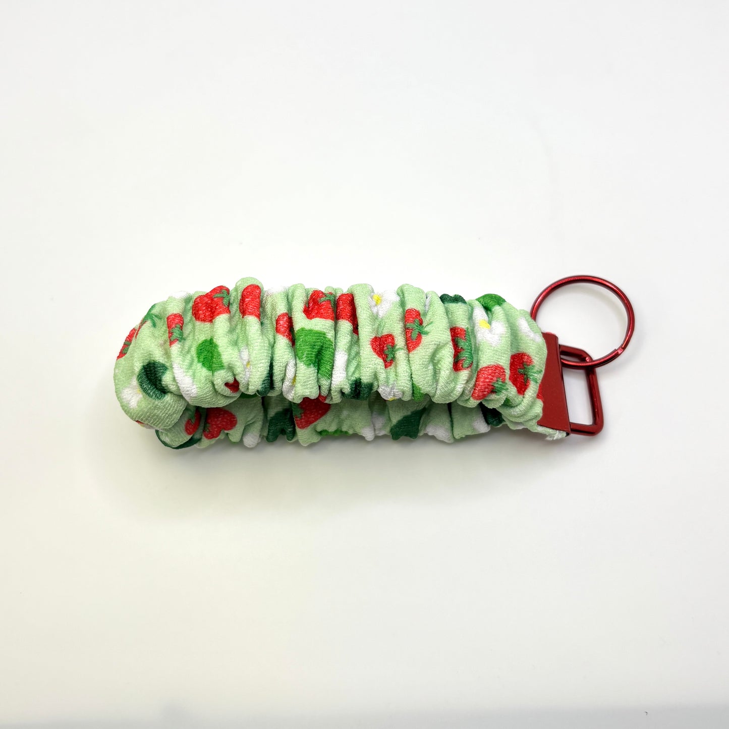 Green Strawberry Spring Scrunchie Wristlet