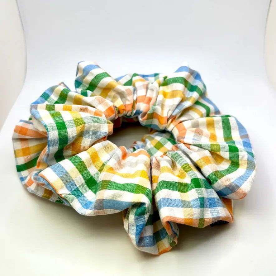 Blue & Orange Plaid Scrunchie Enchanted Scrunch