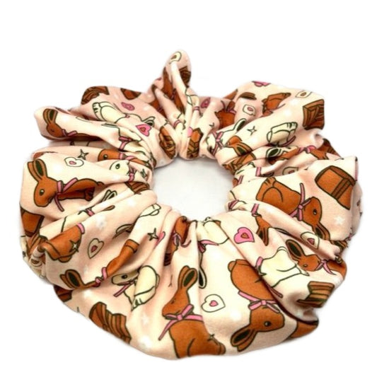 Chocolate Bunny Easter Poly Scrunchie