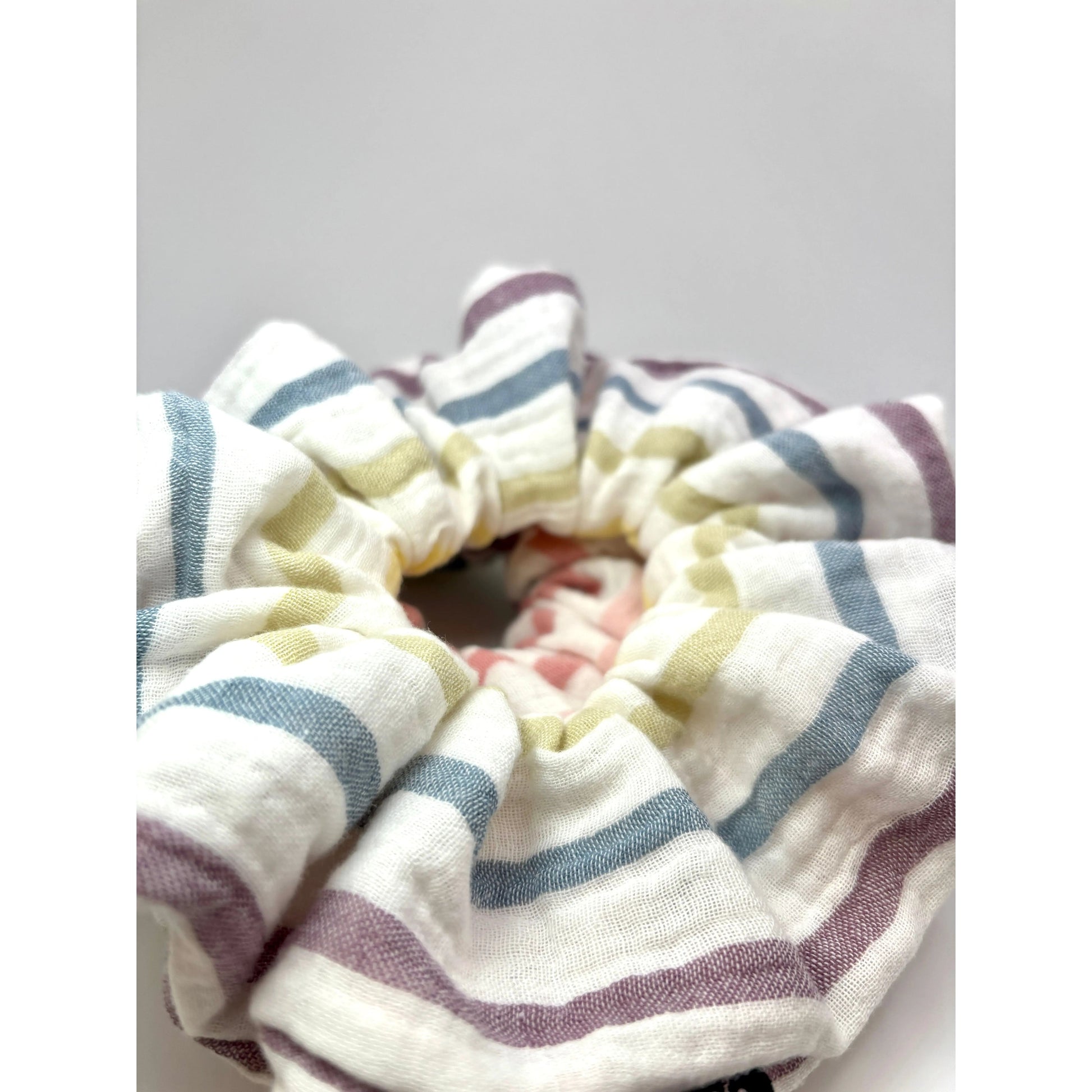 Rainbow White Striped Scrunchie enchantedscrunch