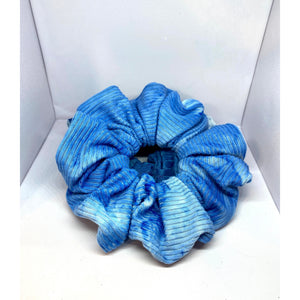 Blue Tie Dye Ribbed Scrunchie