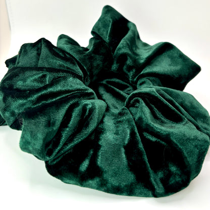 Dark Green Crushed Velvet Scrunchie