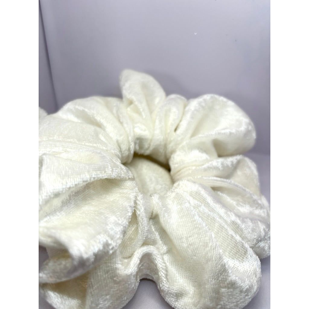Ivory Crushed Velvet Scrunchie