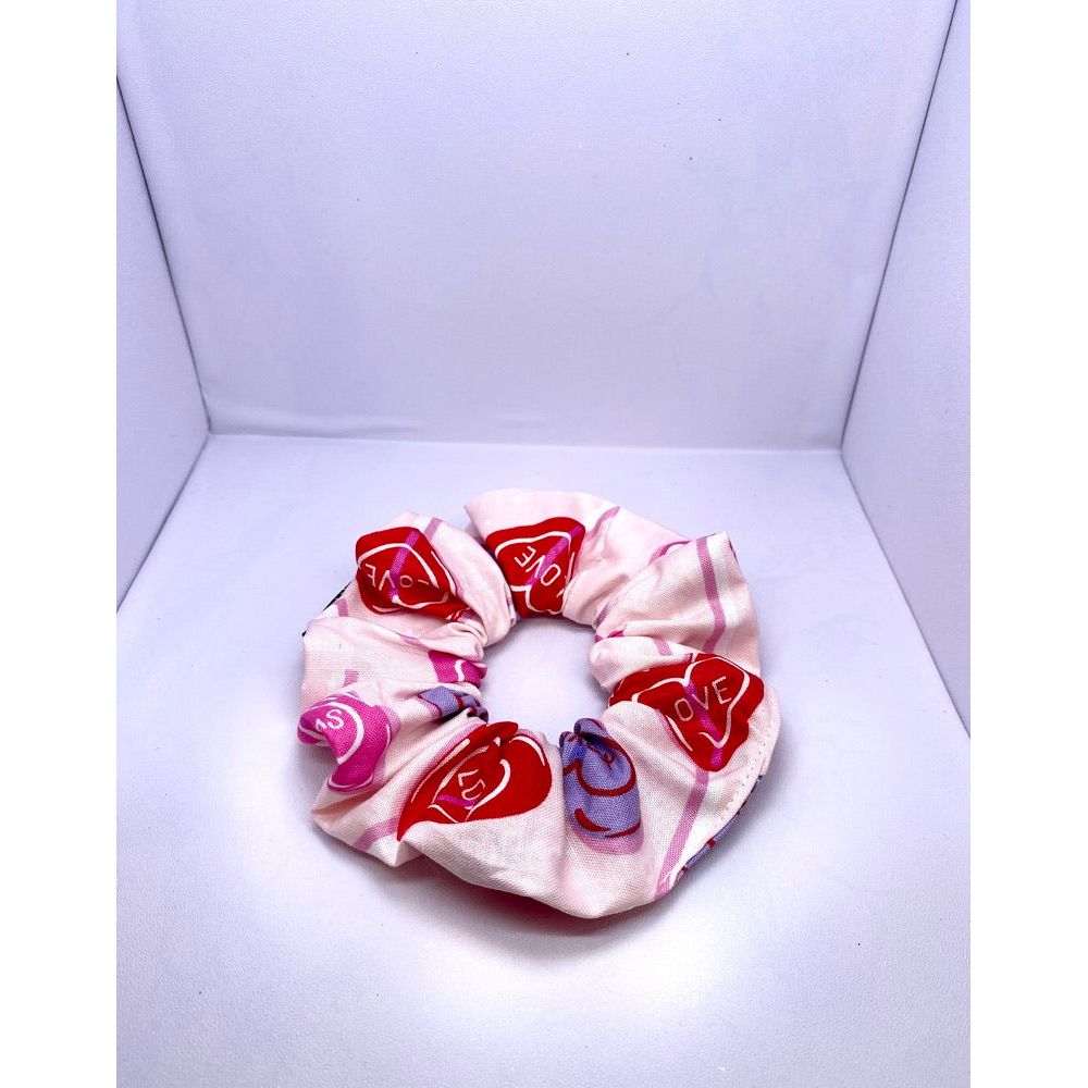 Mini Conversation Hearts Lollipop Valentine's Day Scrunchie