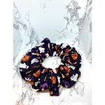 Load image into Gallery viewer, Purple Ghost and Pumpkin Halloween Scrunch
