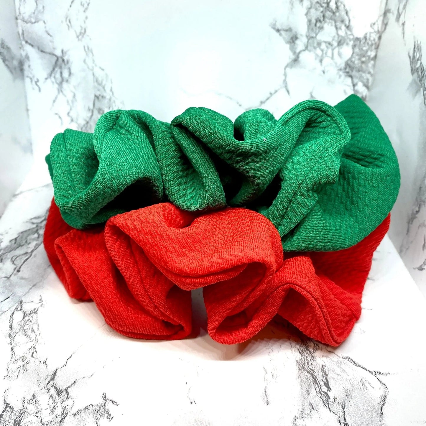 Green and Red Bullet Christmas Scrunchie Set Enchanted Scrunch