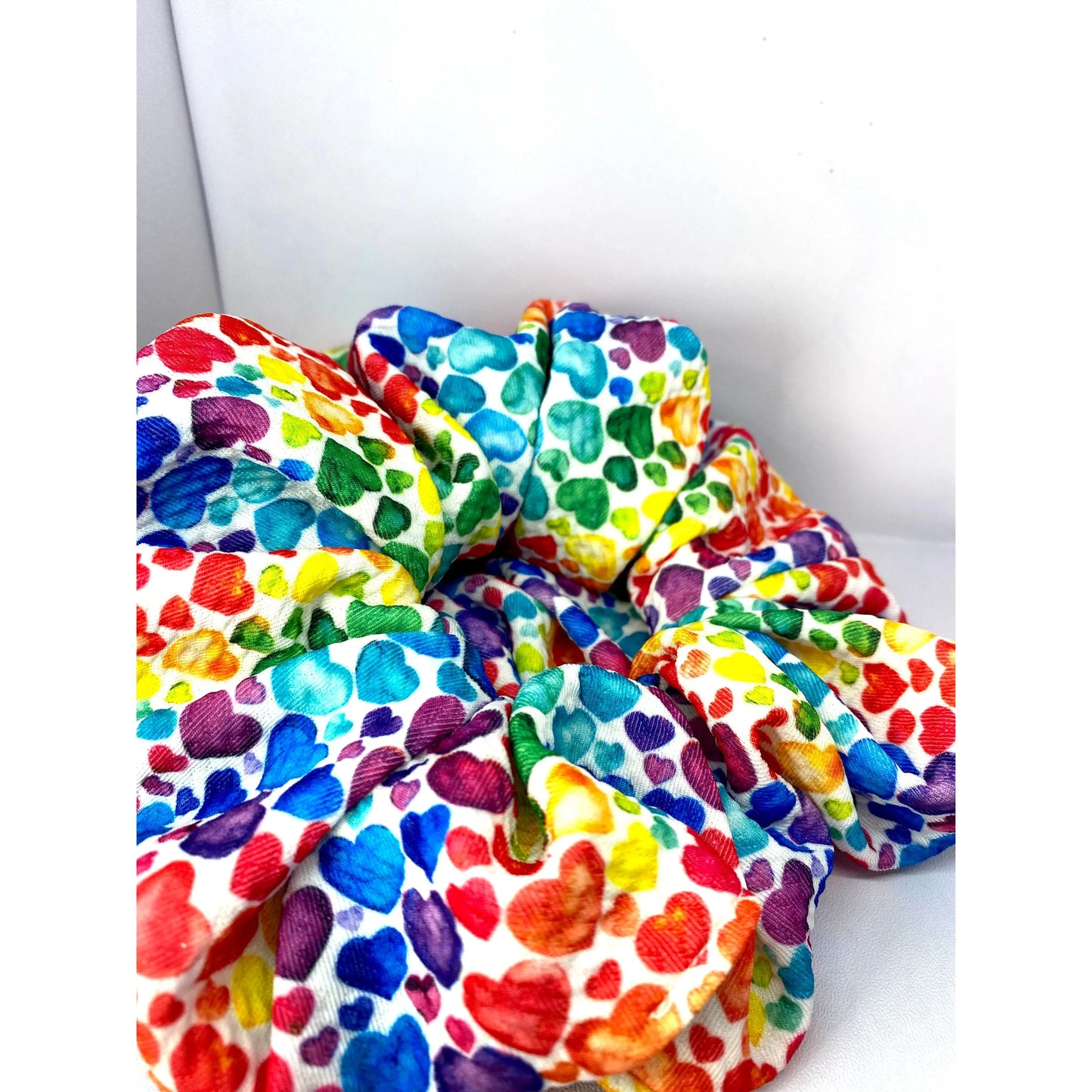 Rainbow Hearts Bullet Scrunchie