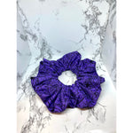Load image into Gallery viewer, Purple Spiderweb Halloween Scrunch
