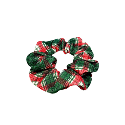 Mini Red and Green Plaid Christmas Bullet Scrunchie