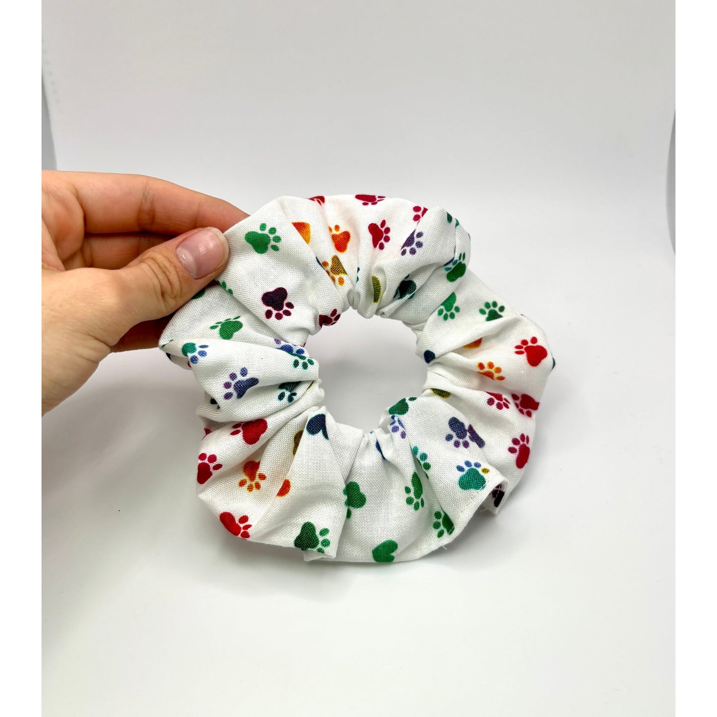 Mini White Colored Paw Print Scrunchie Enchanted Scrunch