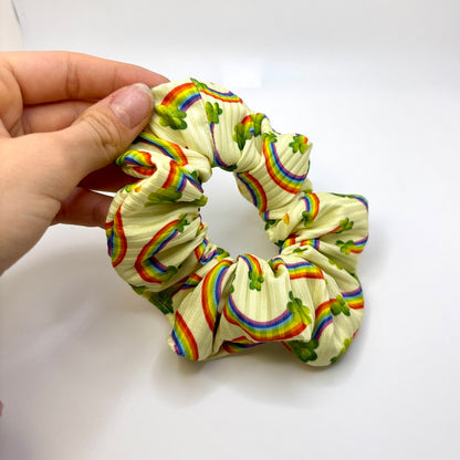 Mini Rainbow Clover St Patrick's Day Scrunchie