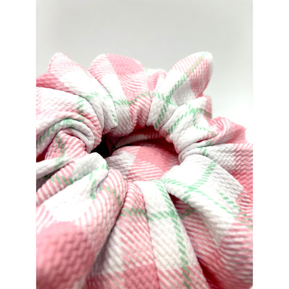 Pink & Green Plaid Spring Bullet Scrunchie