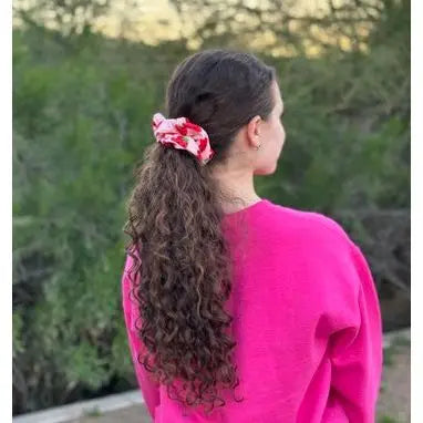 Strawberry Oversized Scrunchie in Curly Hair