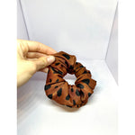 Load image into Gallery viewer, Mini Brown Spotted Silk Scrunchie
