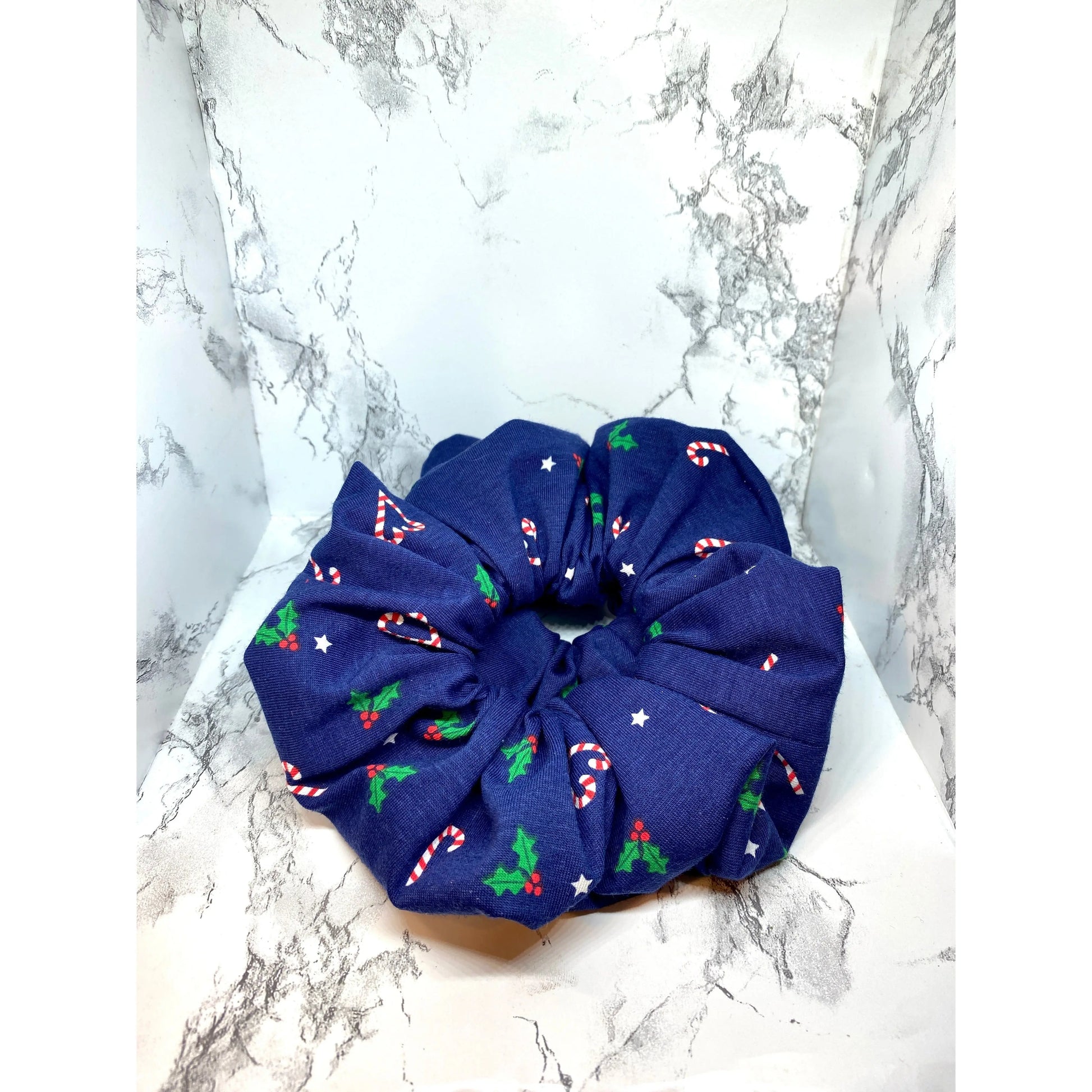 Navy Candy Cane Christmas Scrunchie Enchanted Scrunch