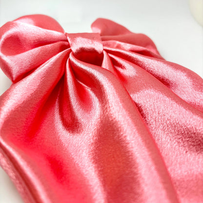 Pink Silk Long Tail Bow Enchanted Scrunch