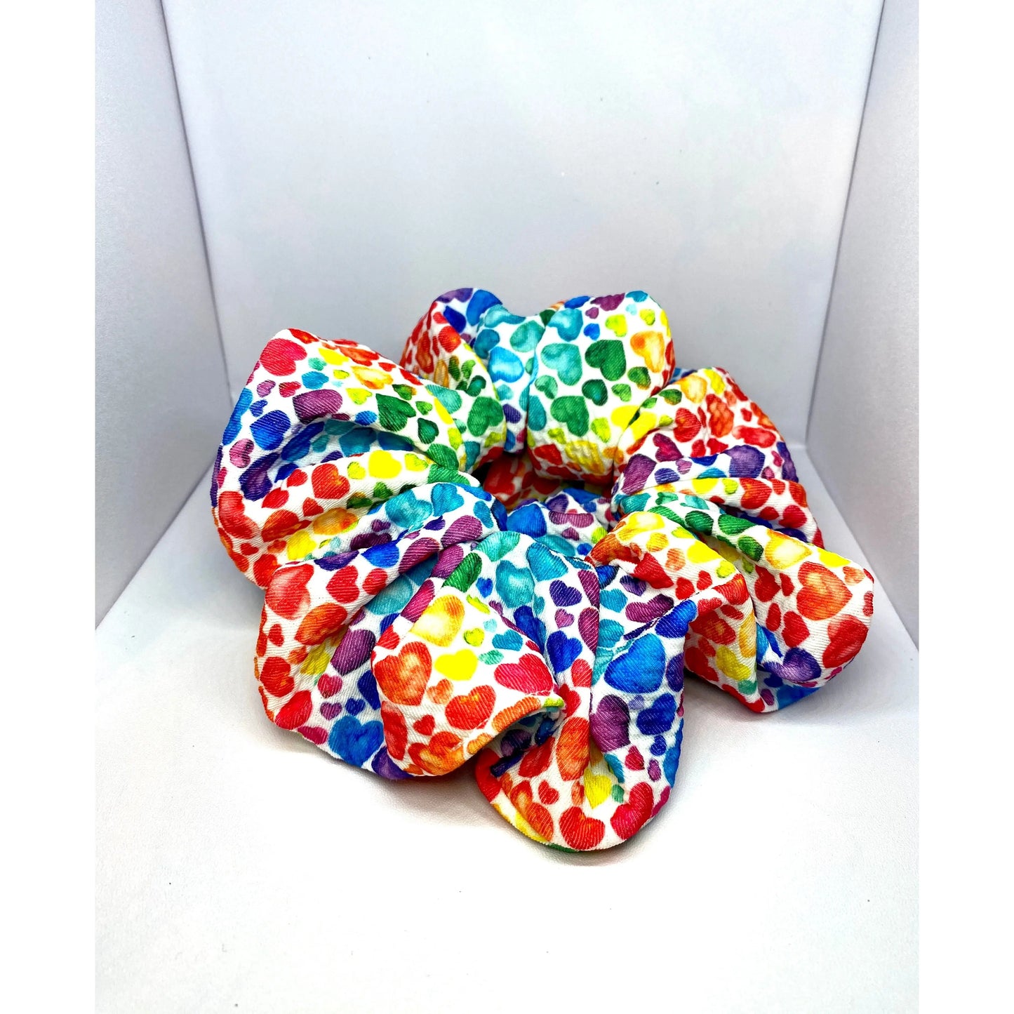 Rainbow Hearts Bullet Scrunchie