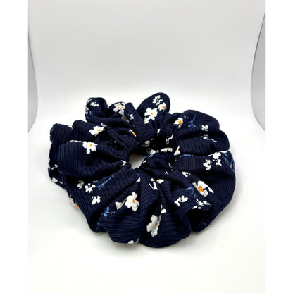 Navy Floral Ribbed Scrunchie Enchanted Scrunch
