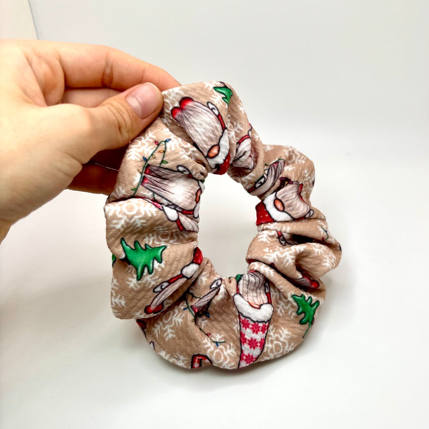 Mini Brown Gnome Christmas Bullet Scrunchie