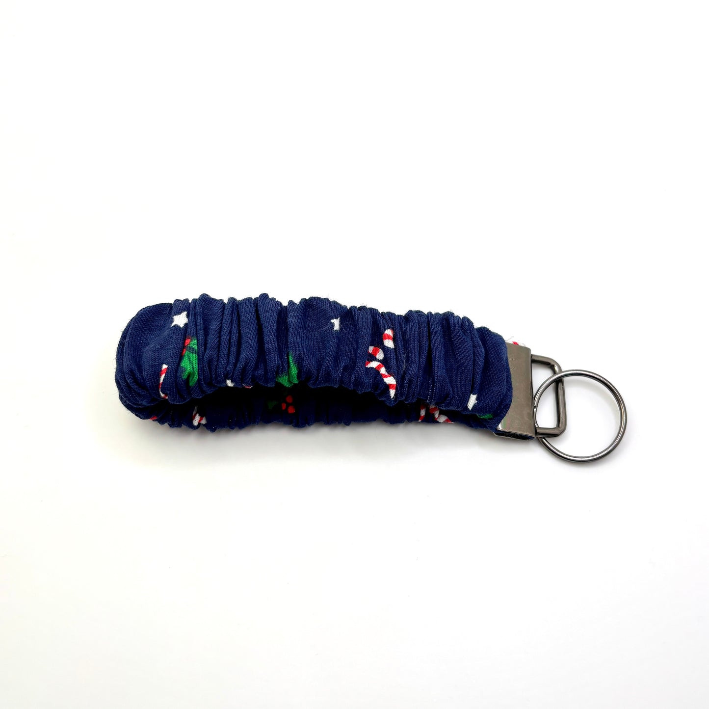 Navy Candy Cane Scrunchie Wristlet