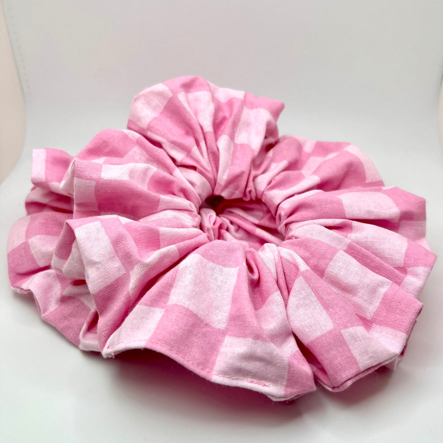 Pink Checkered Scrunchie