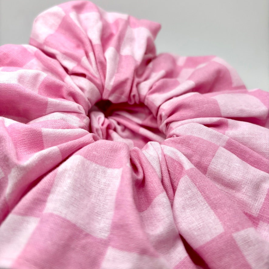 Pink Checkered Scrunchie