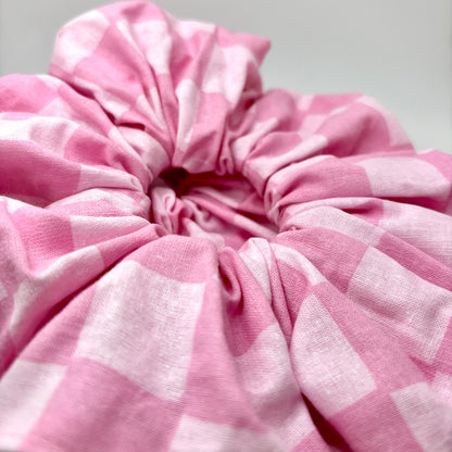 Pink Checkered Scrunchie