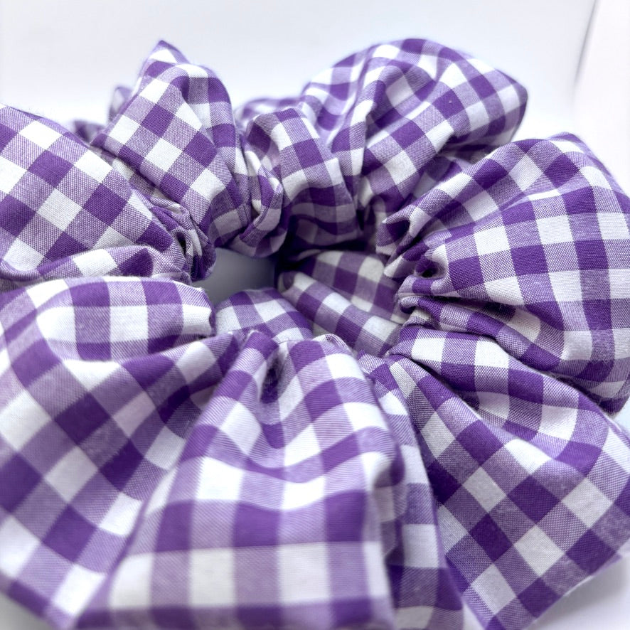 Purple Gingham Valentine's Day Scrunchie
