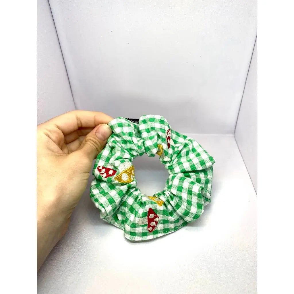 Mini Green Plaid Mushroom Scrunchie Enchanted Scrunch