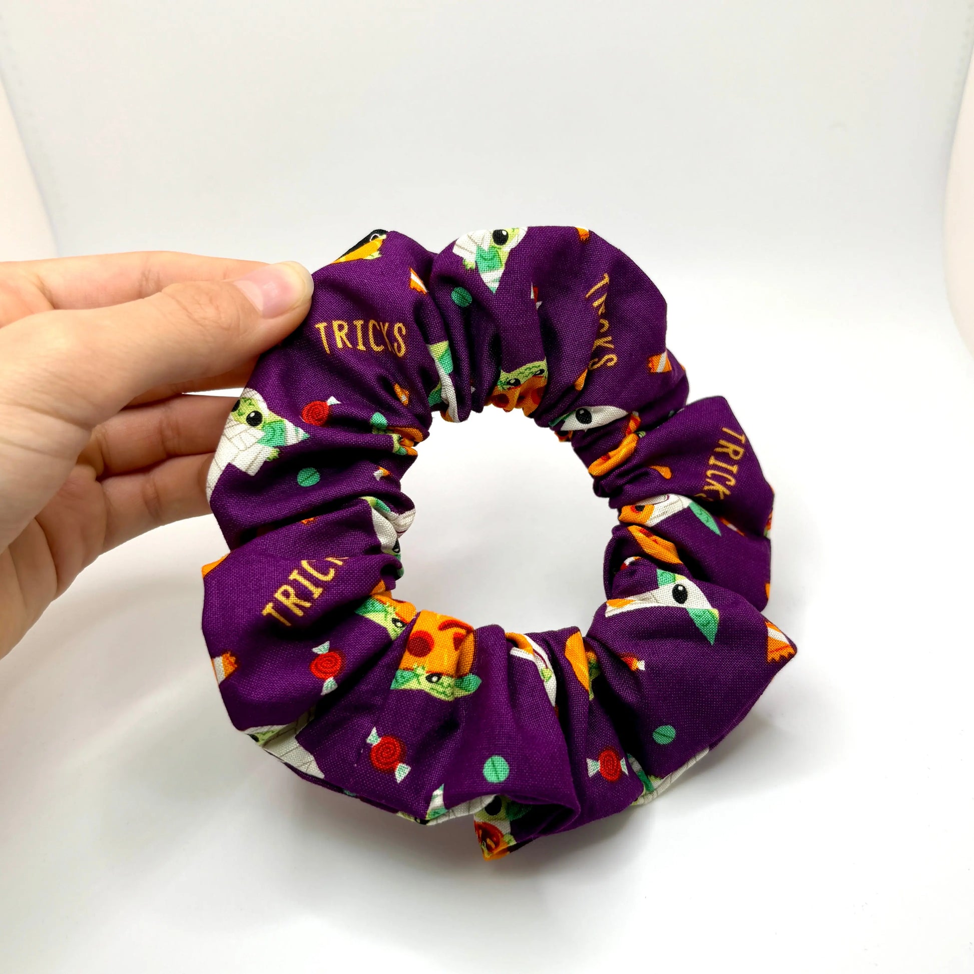 Mini Purple Baby Yoda Halloween Scrunchie Enchanted Scrunch