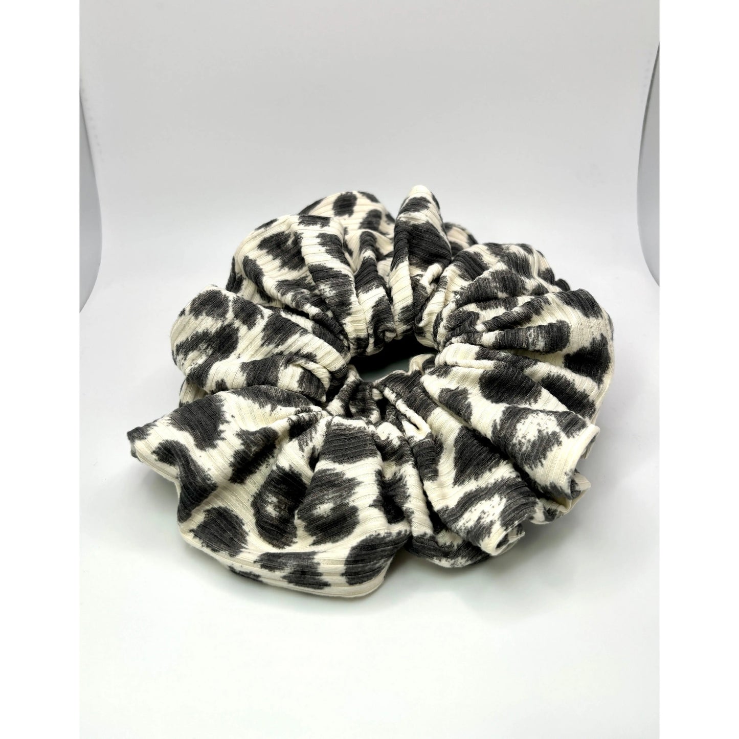 Grey Cheetah Ribbed Scrunchie Enchanted Scrunch