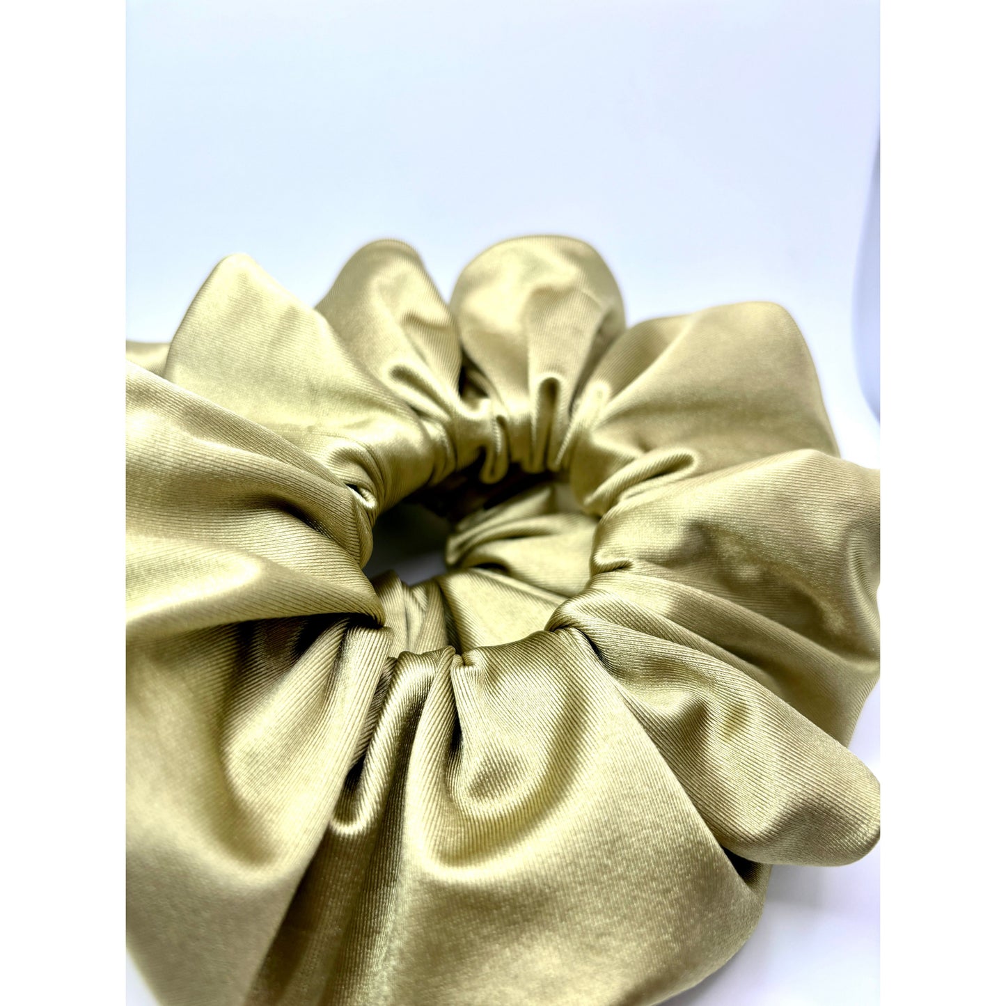 Golden Olive Stretch Silk Scrunchie