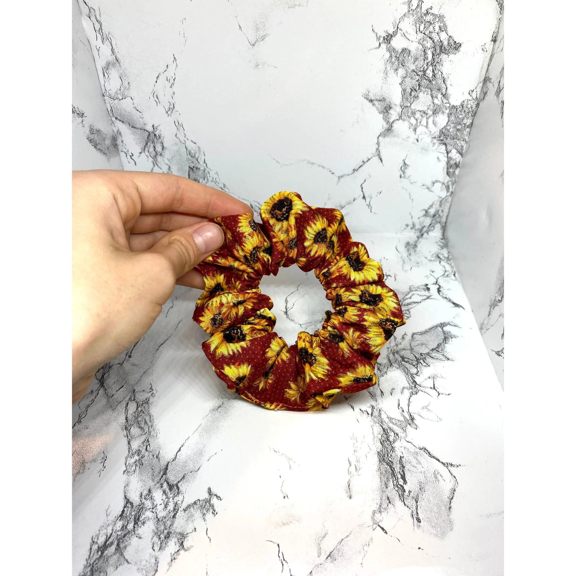 Mini Red Sunflower Fall Scrunchie Enchanted Scrunch