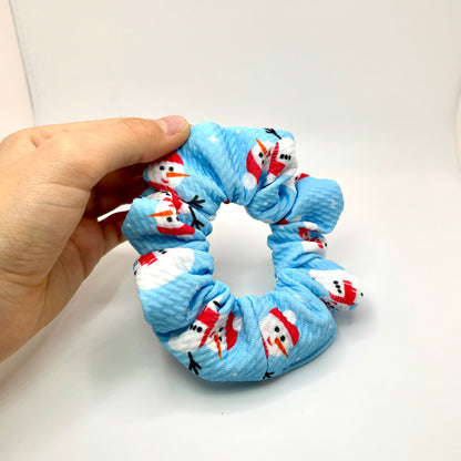 Mini Blue Snowman Christmas Bullet Scrunchie