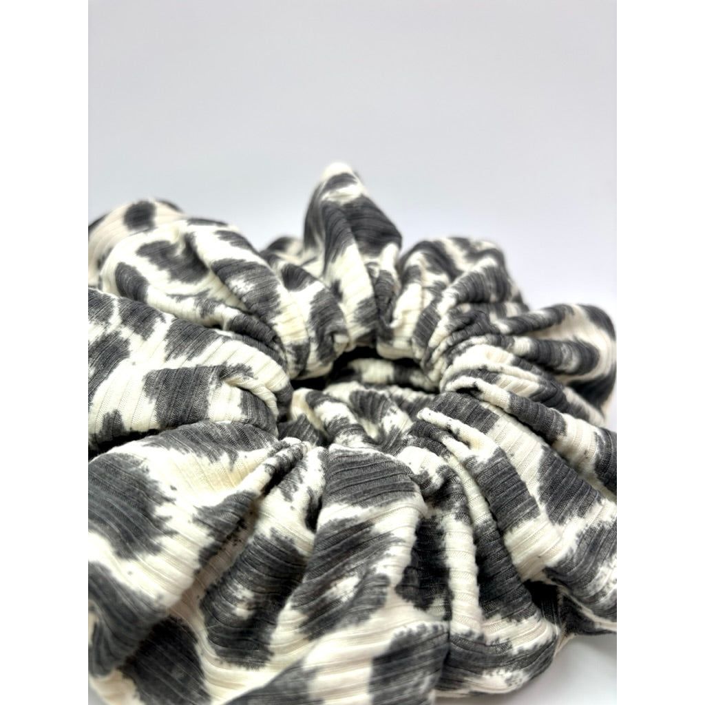 Grey Cheetah Ribbed Scrunchie Enchanted Scrunch