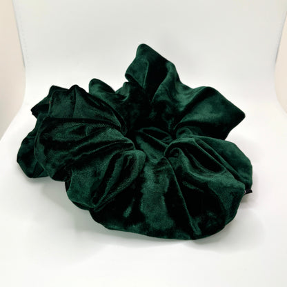 Dark Green Crushed Velvet Scrunchie