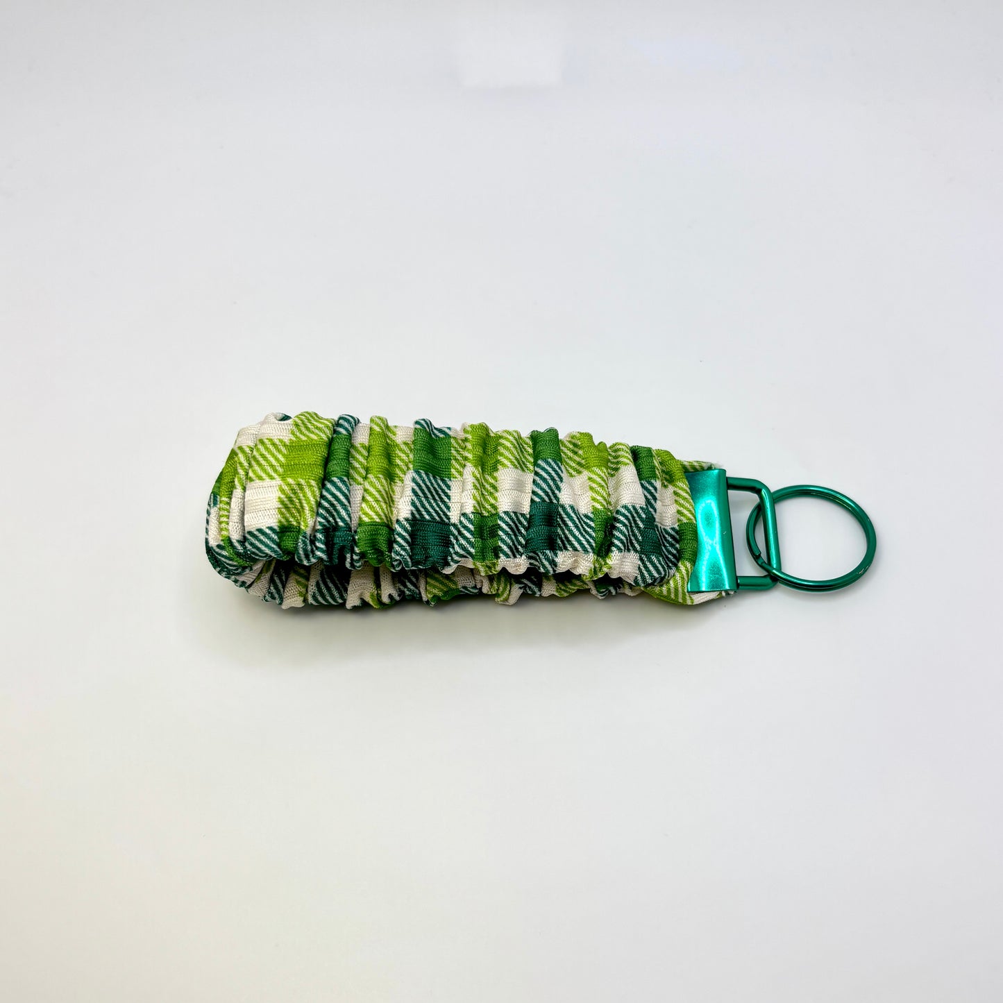 Green Plaid Scrunchie Wristlet