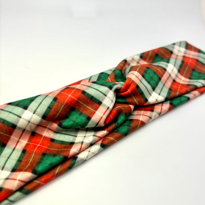 Red and Green Plaid Twist Knot Headband