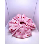 Load image into Gallery viewer, Pink Plaid Hearts Valentine&#39;s Day Scrunchie
