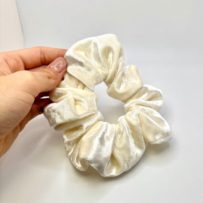 Mini Ivory Crushed Velvet Christmas Scrunchie