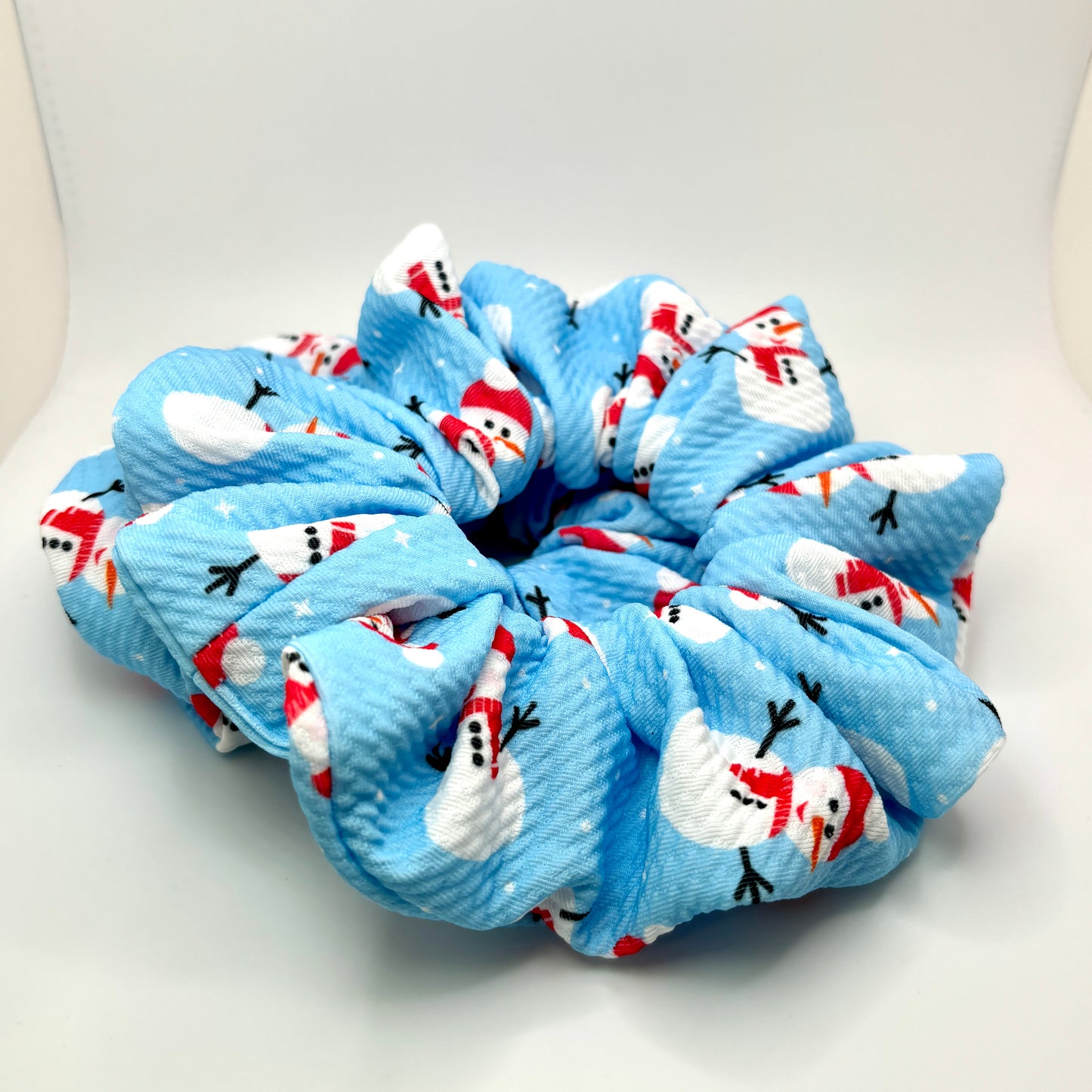 Blue Snowman Christmas Bullet Scrunchie