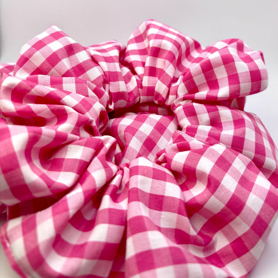 Pink Gingham Valentine's Day Scrunchie
