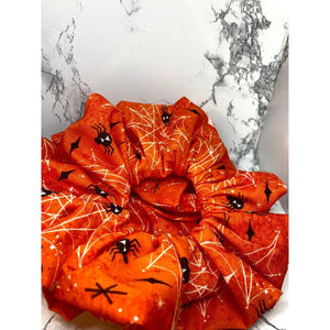 Orange Spiderweb Halloween Scrunch