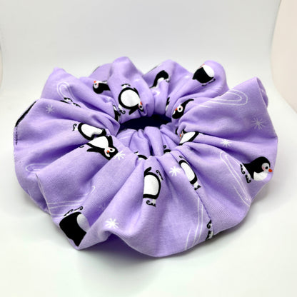 Purple Penguin Christmas Scrunchie