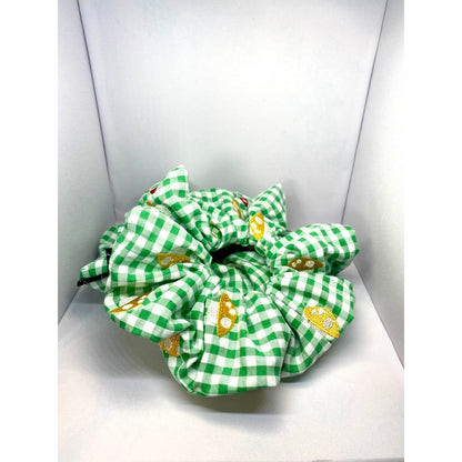 Green Plaid Mushroom Scrunchie Enchanted Scrunch